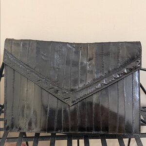 Vintage Genuine Eel Skin Envelope Bag. Made in Korea